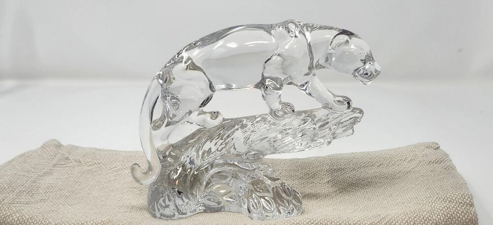 Vintage Wonders of the Wild Crystal Jaguar Figurine | Lead Crystal Sculpture